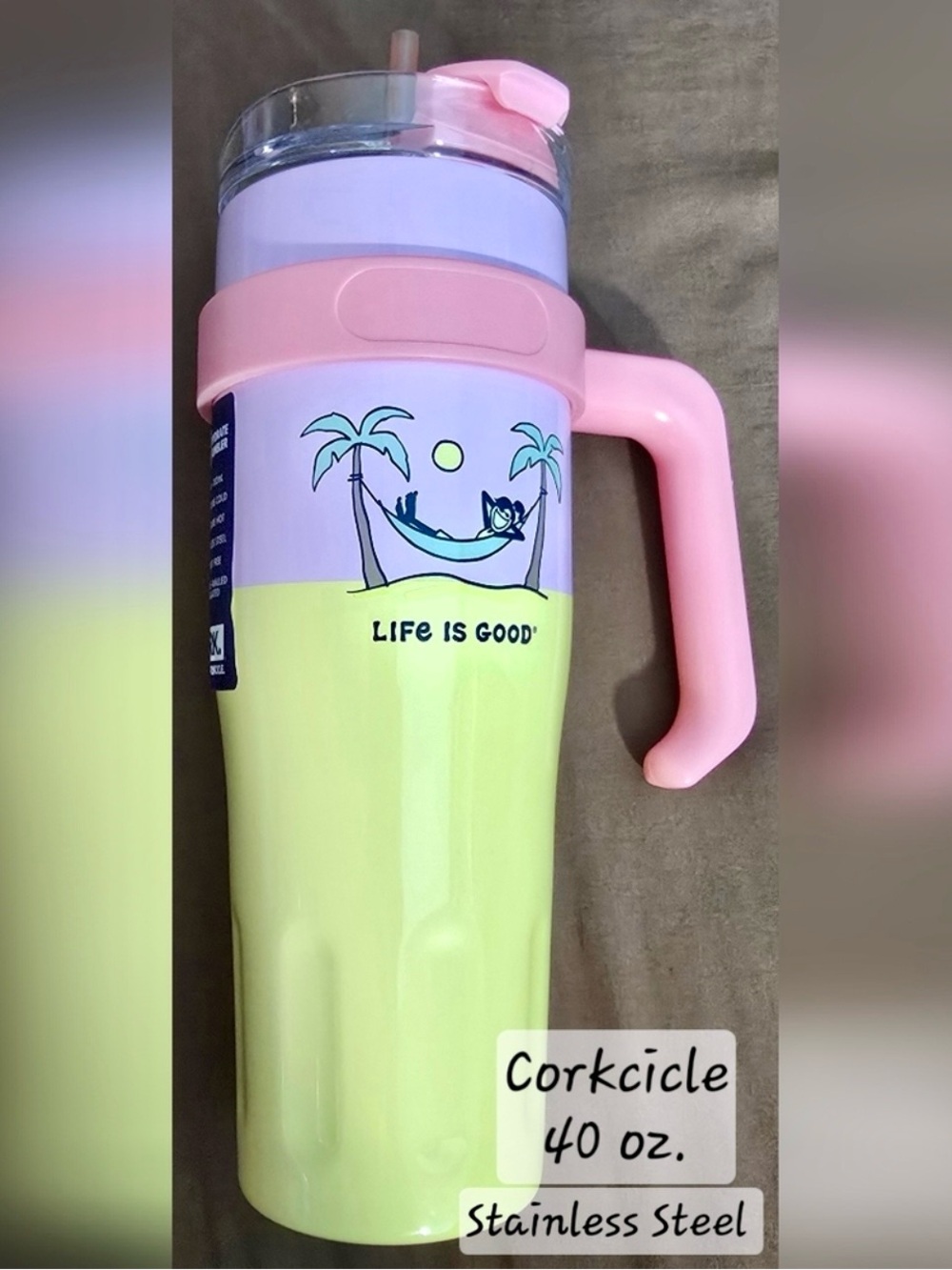 Corkcicle | Life Is Good | 40 oz Tumbler w/STRAW | NEW